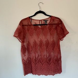 NWT Burnt Orange Lace Top